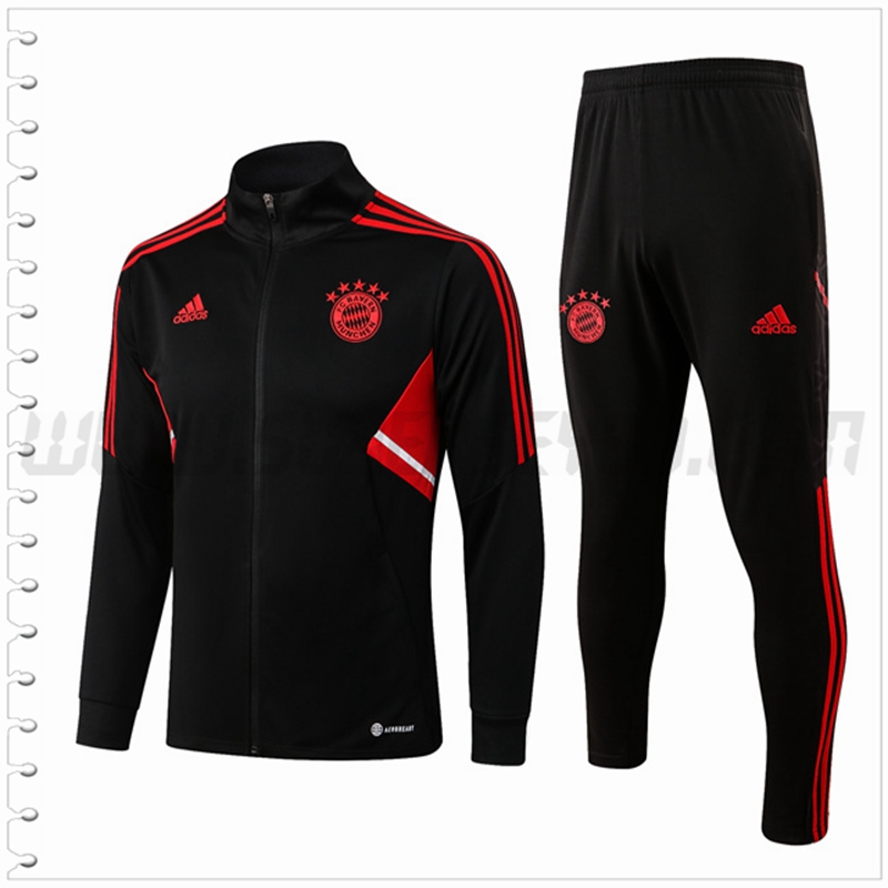 Chaqueta Chandal Futbol Bayern Munich Cuello Alto Negro 2022 2023