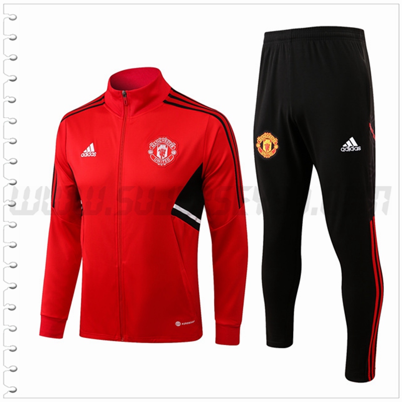 Chaqueta Chandal Futbol Manchester United Rojo/Negro 2022 2023