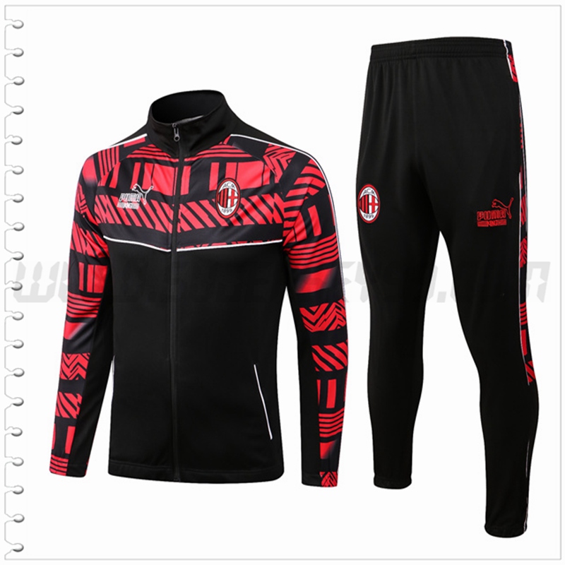 Chaqueta Chandal Futbol AC Milan Negro/Rojo 2022 2023