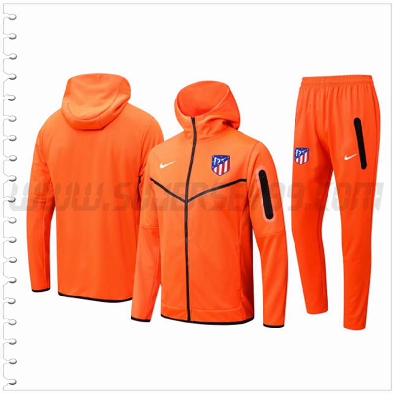 Chaqueta con Capucha Chandal Futbol Atletico Madrid Naranja 2022 2023