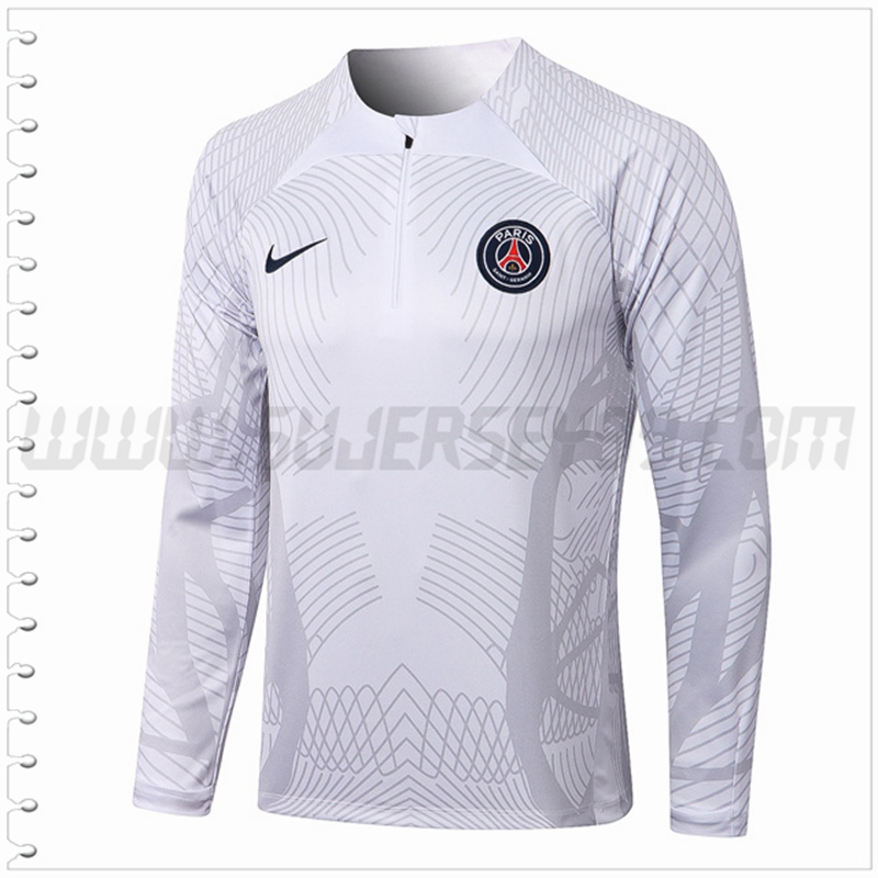 Sudadera Entrenamiento PSG Pattern Blanco 2022 2023