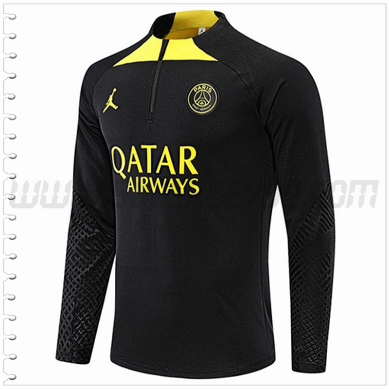 Sudadera Entrenamiento Jordan PSG Negro/Amarillo 2022 2023