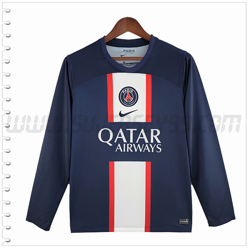 Primera Nuevo Camiseta PSG Manga Larga Azul Real 2022 2023