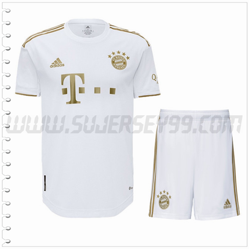 Nuevo Equipacion del Bayern Munich Ninos Blanco 2022 2023