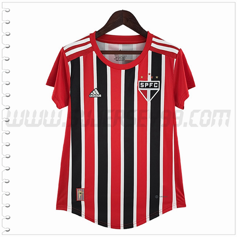 Primera Camiseta Futbol Sao Paulo FC Mujer Rojo Negro 2022 2023