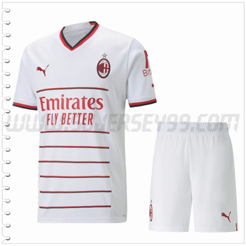 Segunda Equipacion del AC Milan + Pantalones Cortos 2022 2023