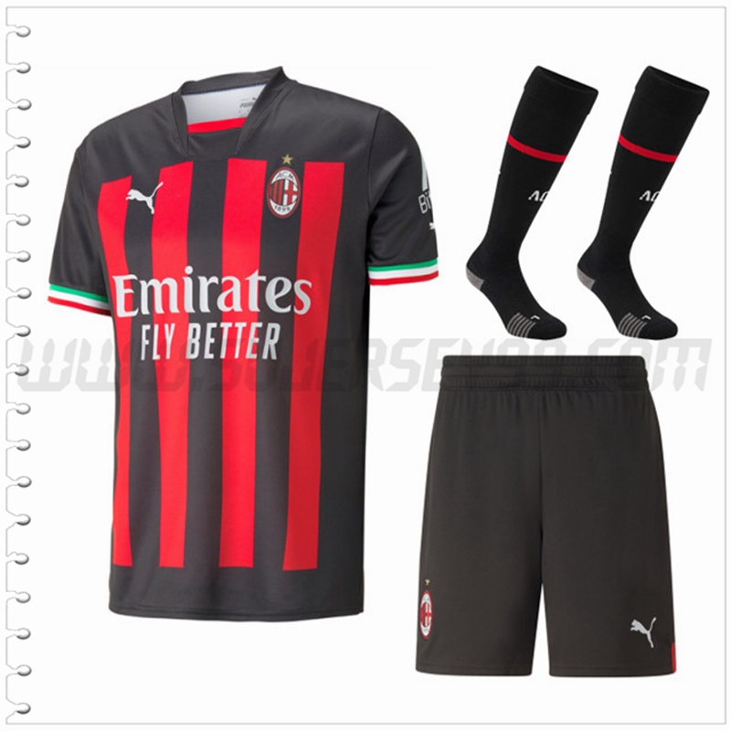 Primera Equipacion del AC Milan (Pantalones + Calcetines) 2022 2023