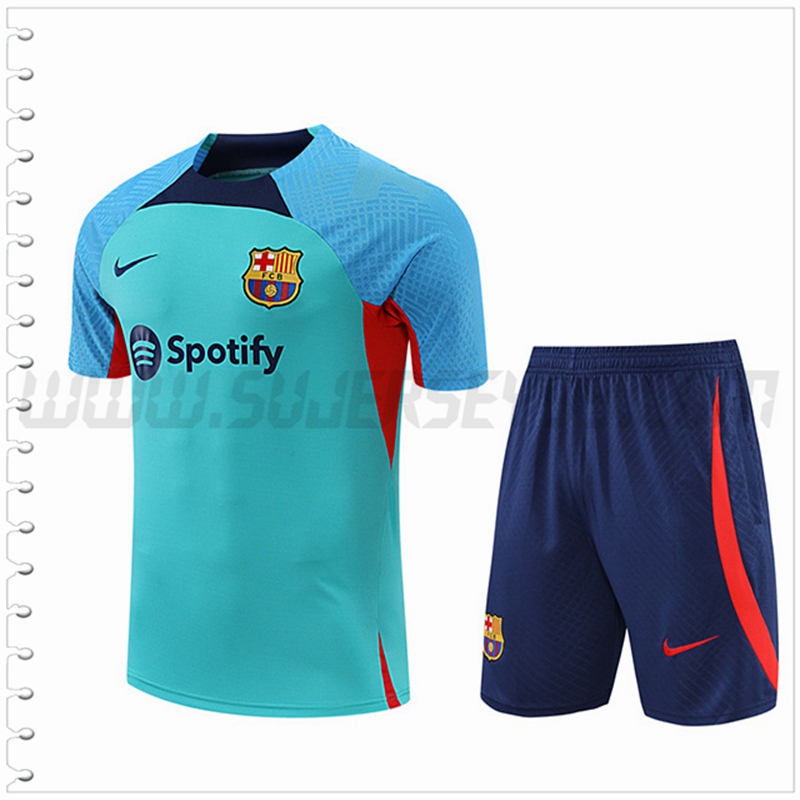 Camiseta Entrenamiento FC Barcelona + Pantalones Cortos Azul 2022 2023