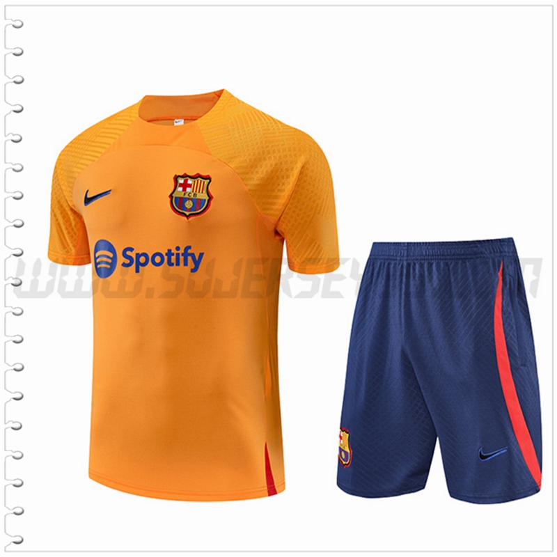 Camiseta Entrenamiento FC Barcelona + Pantalones Cortos Amarillo 2022 2023