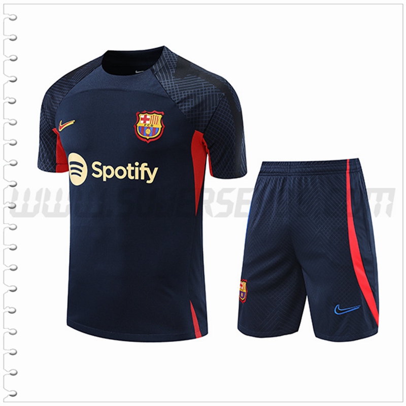 Camiseta Entrenamiento FC Barcelona + Pantalones Cortos Azul Marino/Rojo 2022 2023