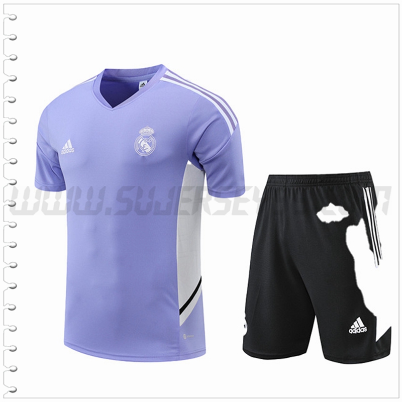 Camiseta Entrenamiento Real Madrid + Pantalones Cortos Púrpura 2022 2023