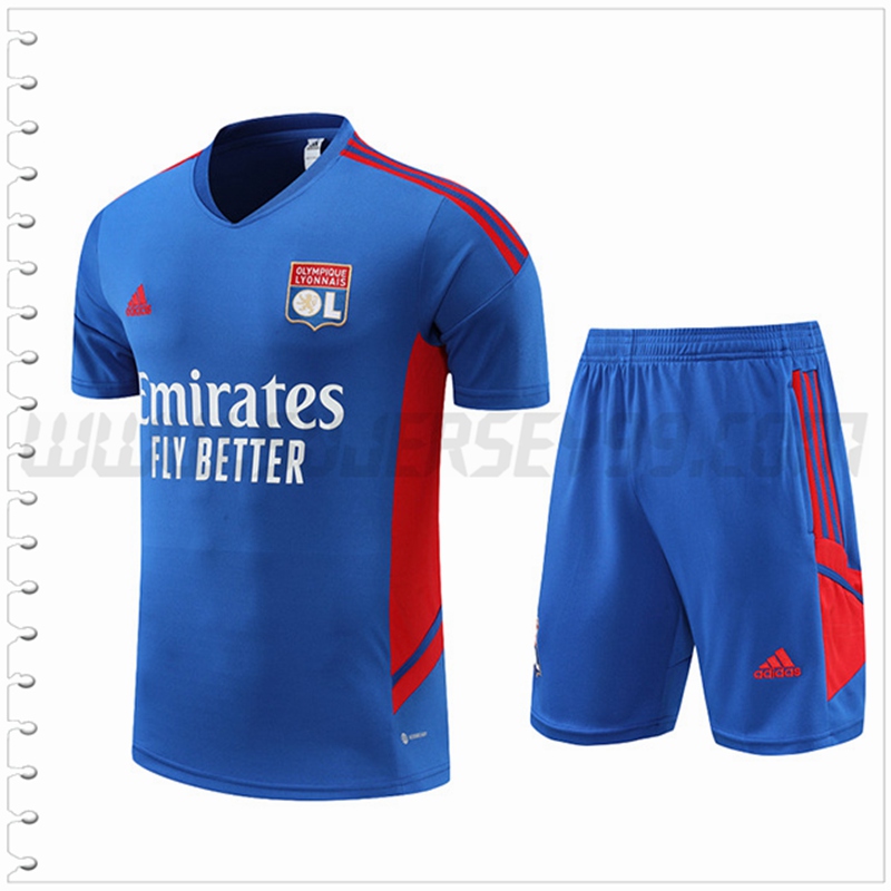 Camiseta Entrenamiento Lyon + Pantalones Cortos Azul 2022 2023