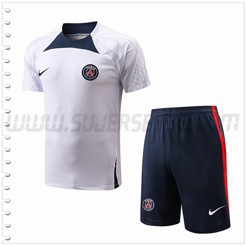 Camiseta Entrenamiento PSG + Pantalones Cortos Negro/Blanco 2022 2023