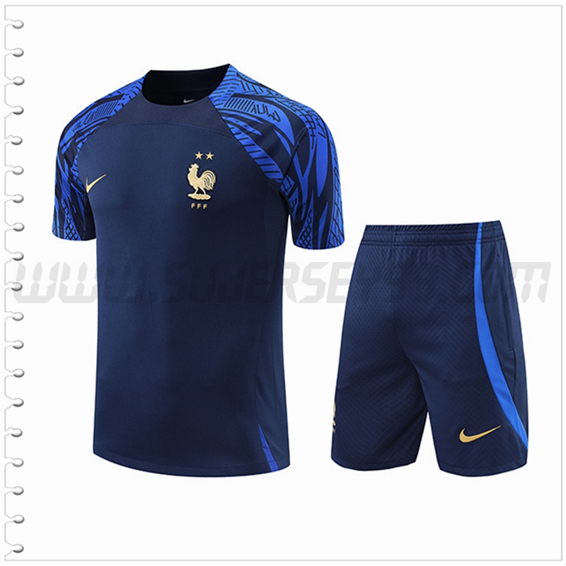 Camiseta Entrenamiento Francia + Pantalones Cortos Azul Marino 2022 2023