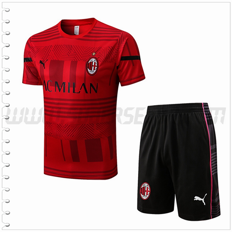 Camiseta Entrenamiento AC Milan + Pantalones Cortos Rojo 2022 2023