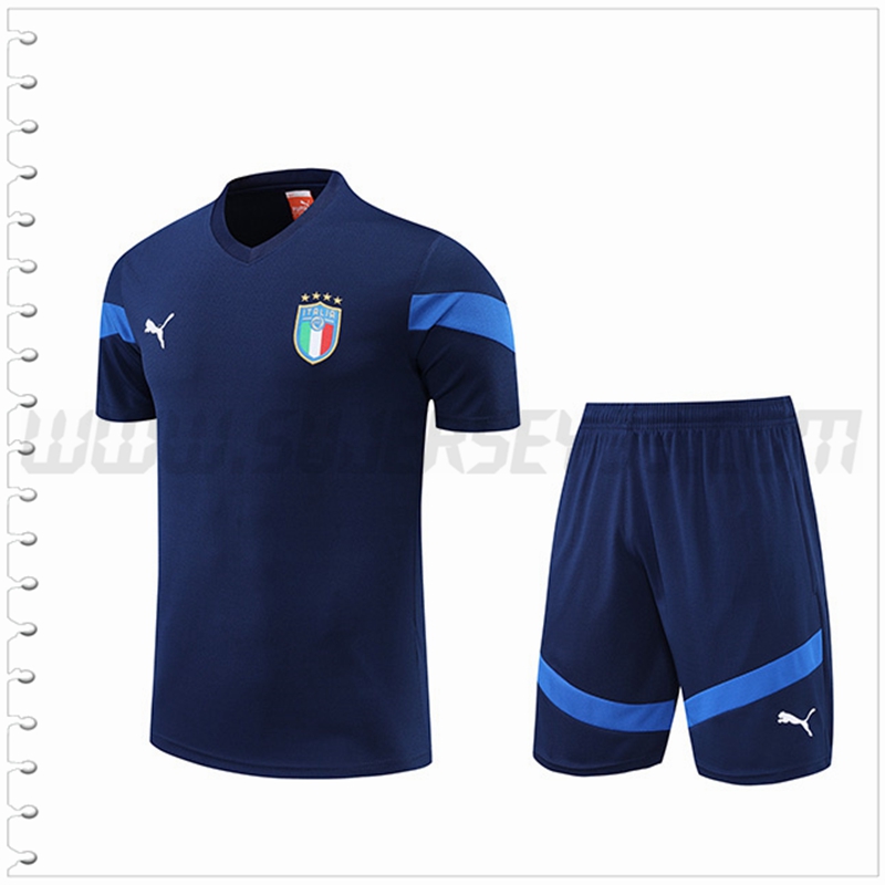 Camiseta Entrenamiento Italia + Pantalones Cortos Azul Marino 2022 2023