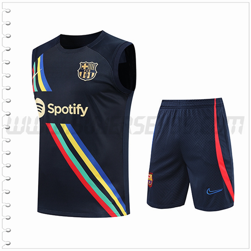 Camiseta Entrenamiento Sin Mangas FC Barcelona + Pantalones Cortos Negro 2022 2023