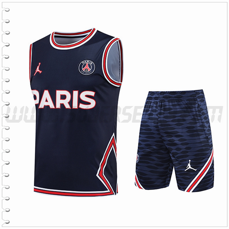 Camiseta Entrenamiento Sin Mangas Jondan PSG + Pantalones Cortos Azul Marino 2022 2023