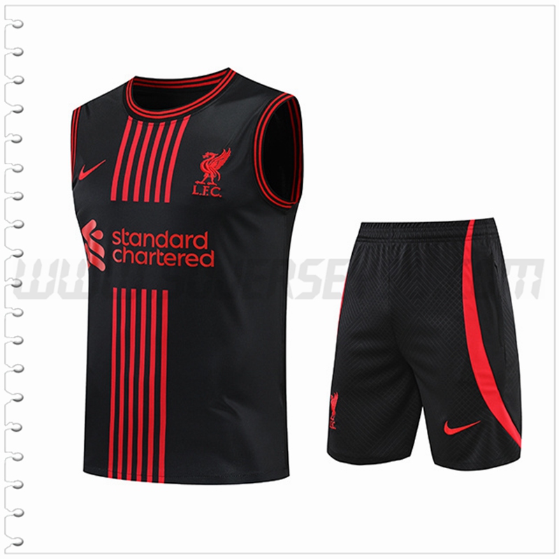 Camiseta Entrenamiento Sin Mangas FC Liverpool + Pantalones Cortos Negro 2022 2023