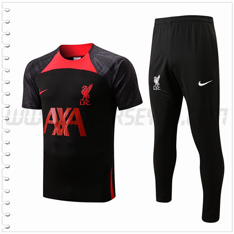 Camiseta Entrenamiento FC Liverpool + Pantalones Rojo/Negro 2022 2023