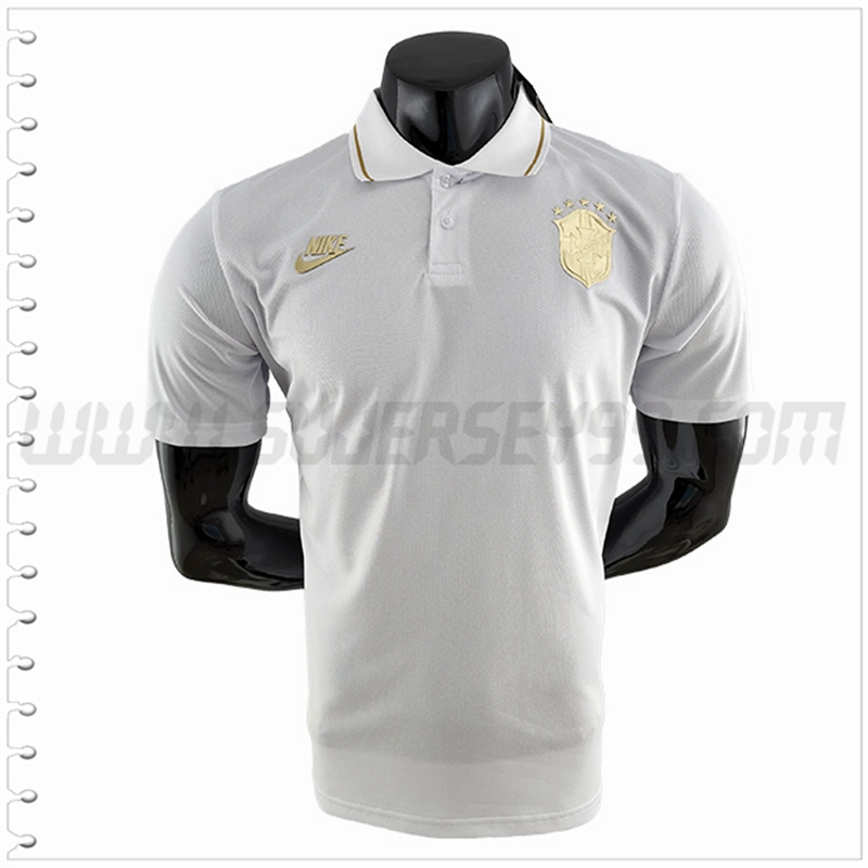 Polo Futbol Brasil Blanco 2022 2023