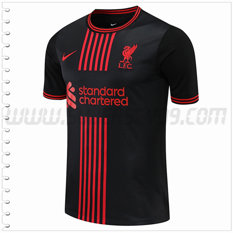 Camiseta Entrenamiento FC Liverpool Negro/Rojo 2022 2023