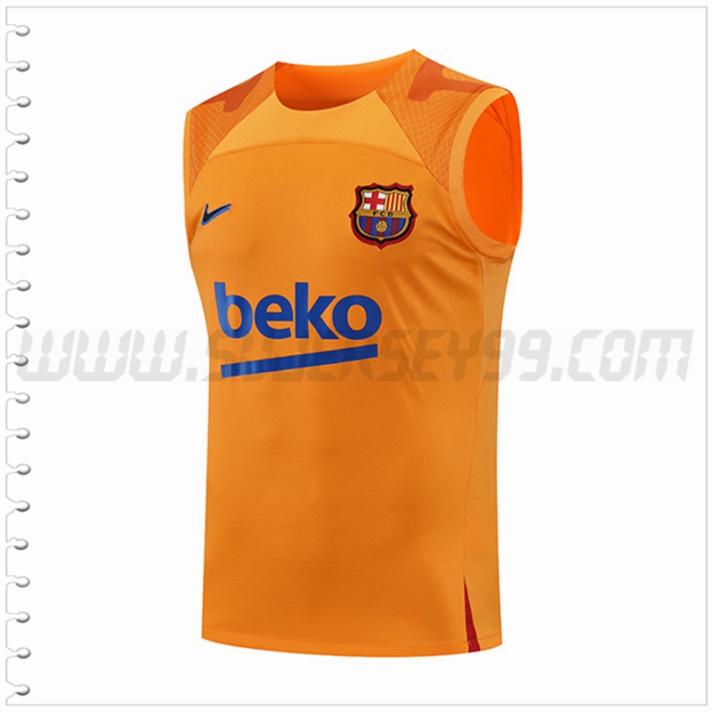 Camiseta Entrenamiento Sin Mangas FC Barcelona Amarillo 2022 2023