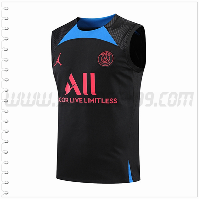 Camiseta Entrenamiento Sin Mangas Jondan PSG Negro/Azul 2022 2023