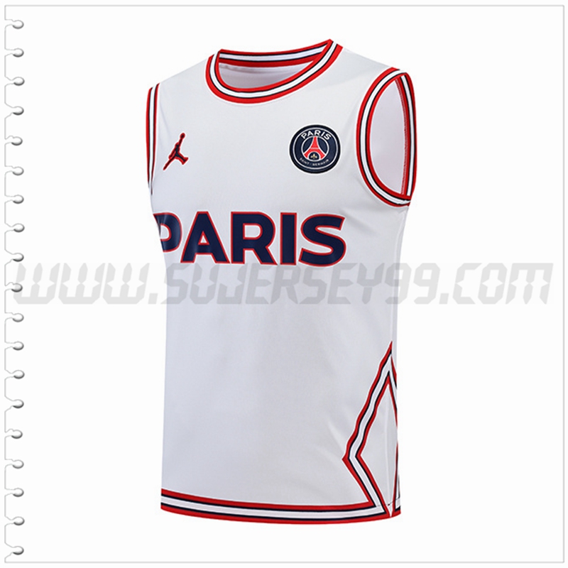 Camiseta Entrenamiento Sin Mangas Jondan PSG Blanco 2022 2023