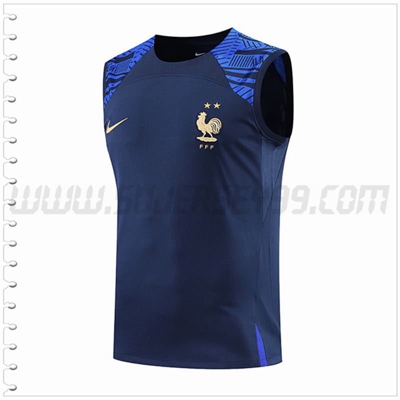 Camiseta Entrenamiento Sin Mangas Francia Azul Marino 2022 2023