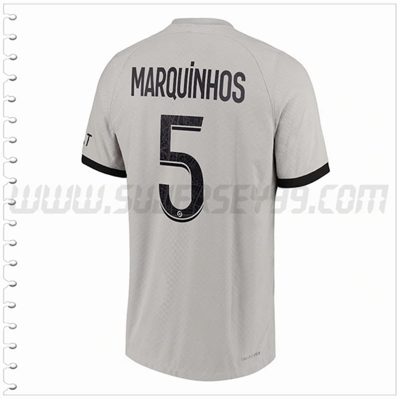 Segunda Camiseta Futbol PSG MARQUINHOS #5 2022 2023