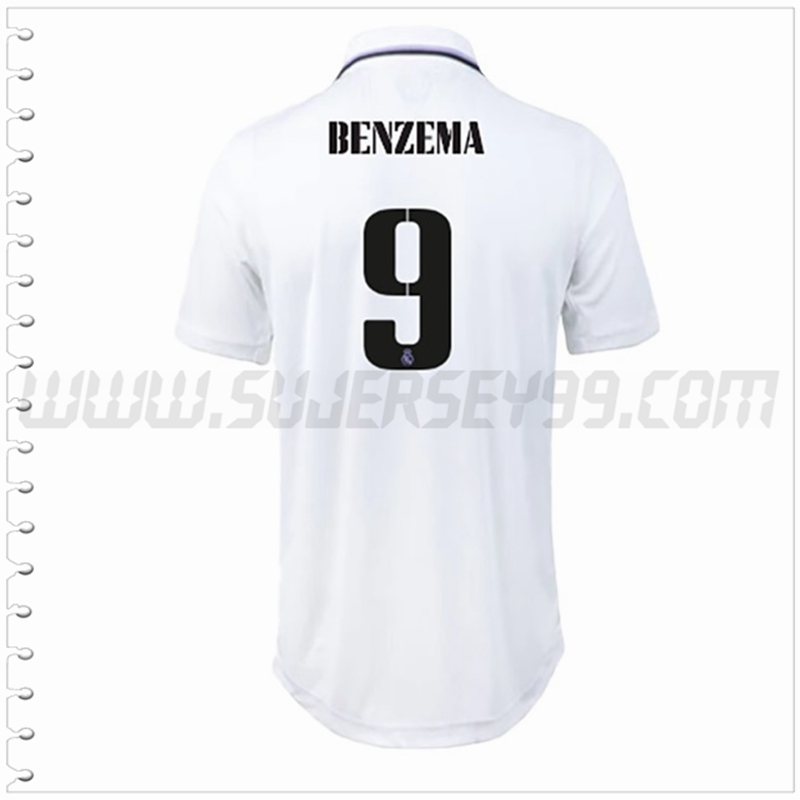 Primera Camiseta Futbol Real Madrid BENZEMA #9 2022 2023