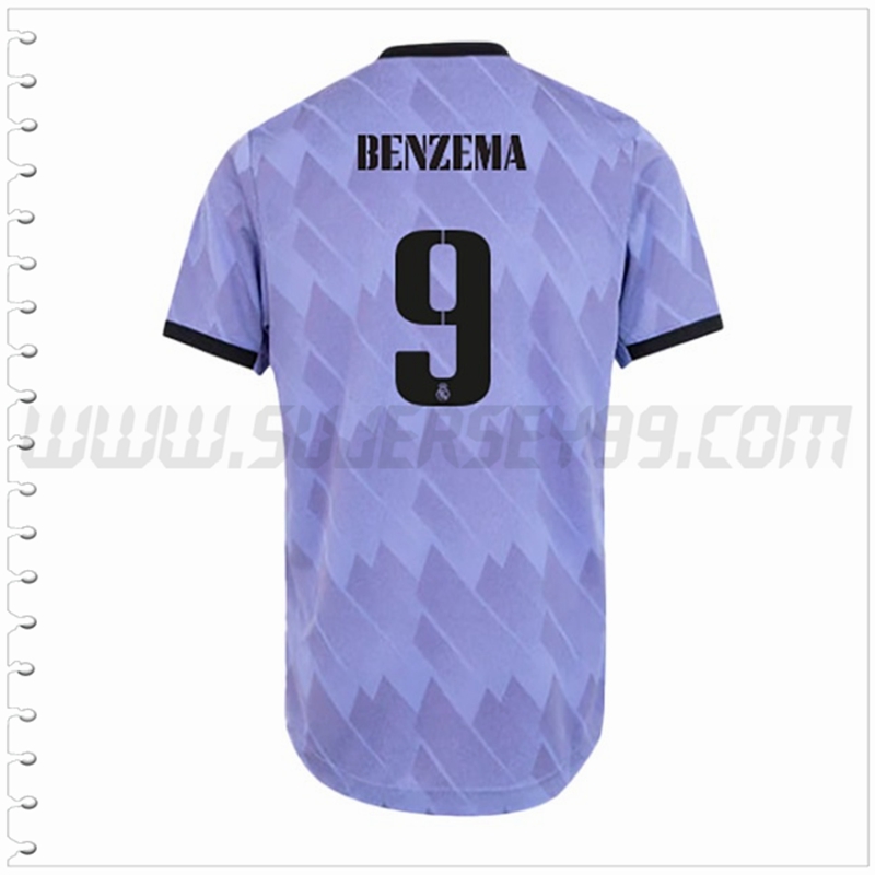 Segunda Camiseta Futbol Real Madrid BENZEMA #9 2022 2023