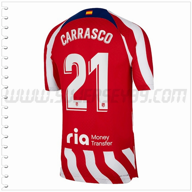 Primera Camiseta Futbol Atletico Madrid CARRASCO #21 2022 2023