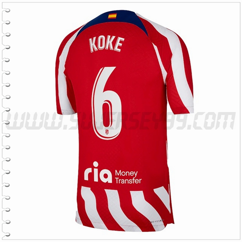 Primera Camiseta Futbol Atletico Madrid KOKE #6 2022 2023