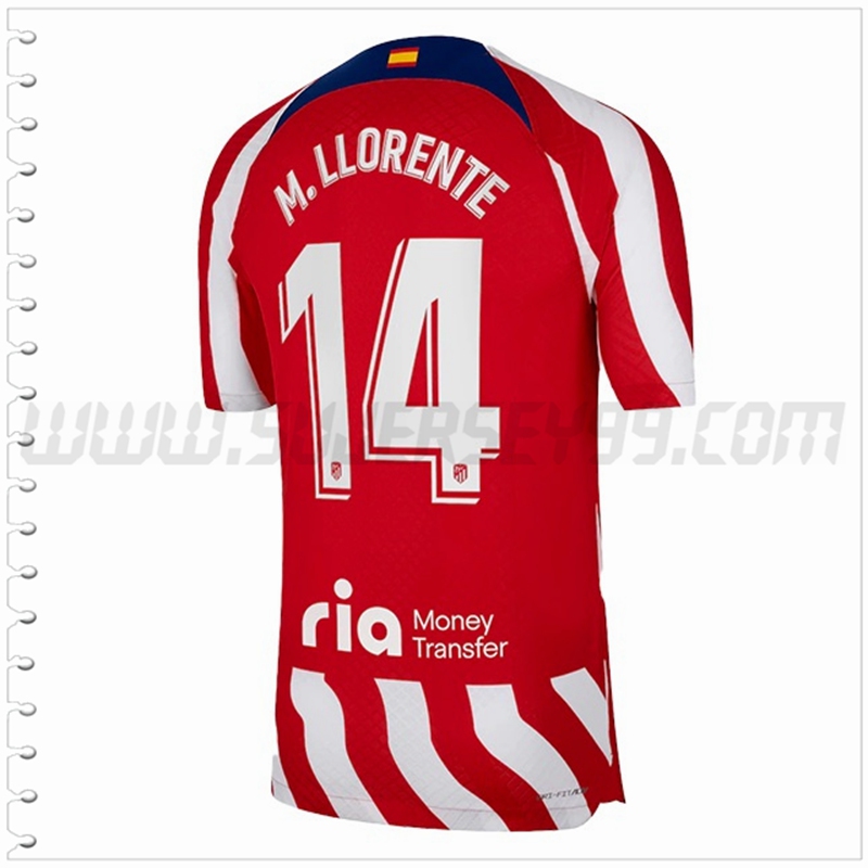 Primera Camiseta Futbol Atletico Madrid M. LLORENTE #14 2022 2023