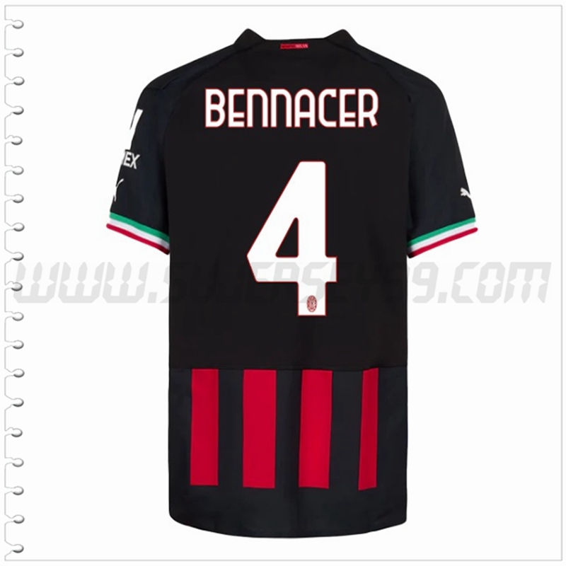 Primera Camiseta Futbol AC Milan BENNACER #4 2022 2023