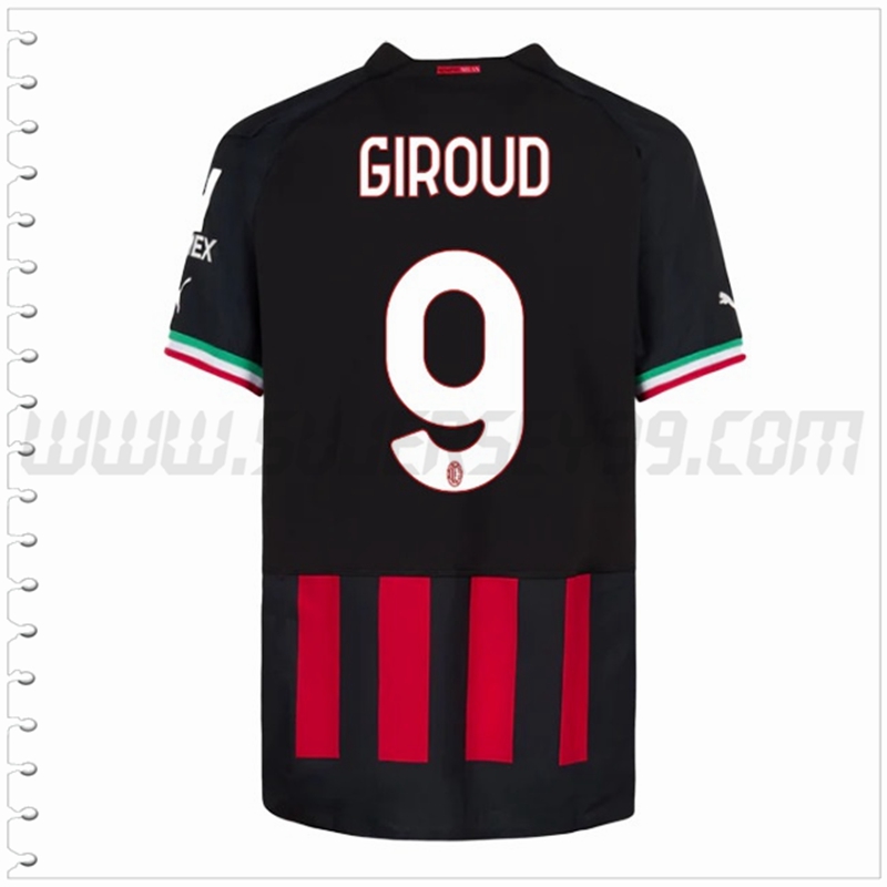 Primera Camiseta Futbol AC Milan GIROUD #9 2022 2023