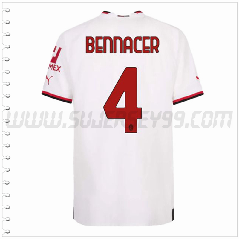 Segunda Camiseta Futbol AC Milan BENNACER #4 2022 2023