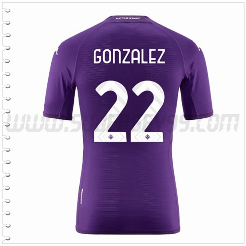 Primera Camiseta Futbol ACF Fiorentina GONZALEZ #22 2022 2023