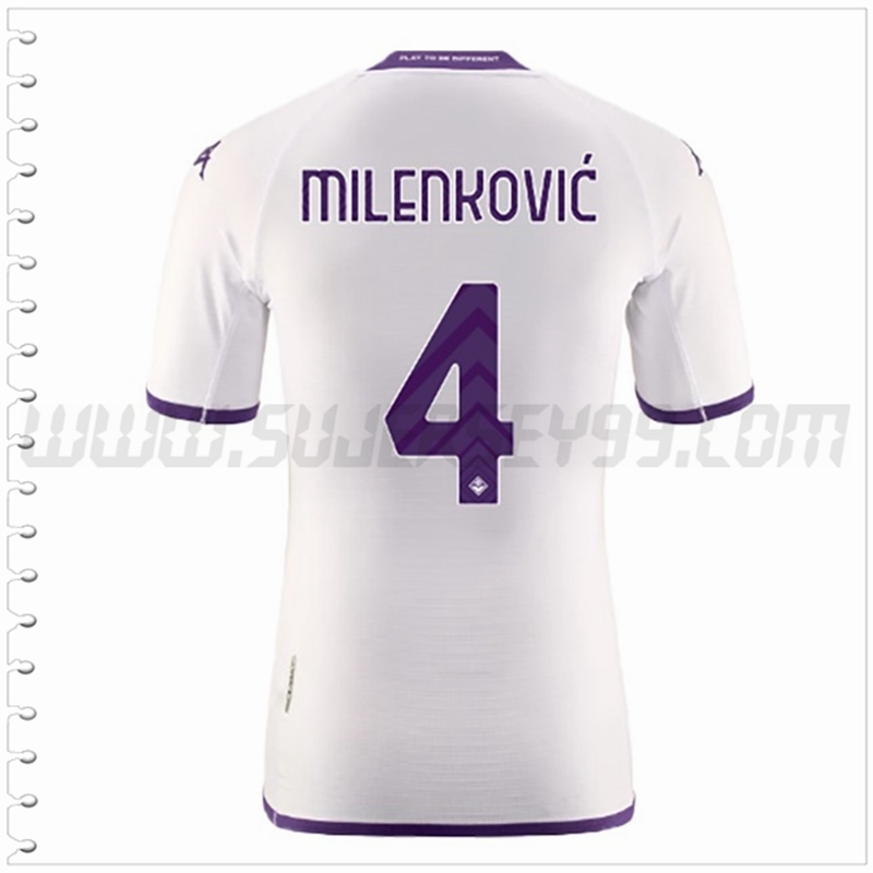 Segunda Camiseta Futbol ACF Fiorentina MILENKOVIĆ #4 2022 2023