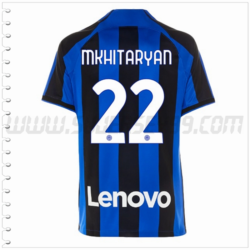 Primera Camiseta Futbol Inter Milan MKHITARYAN #22 2022 2023