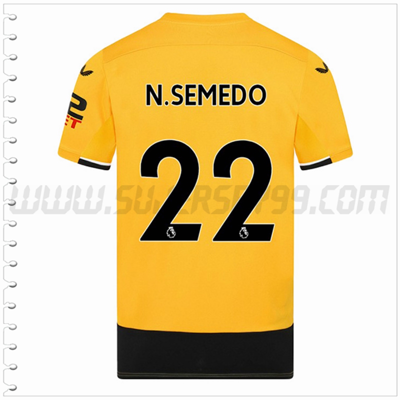 Primera Camiseta Futbol Wolves N.SEMEDO #22 2022 2023