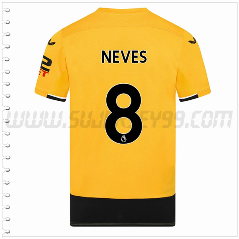 Primera Camiseta Futbol Wolves NEVES #8 2022 2023