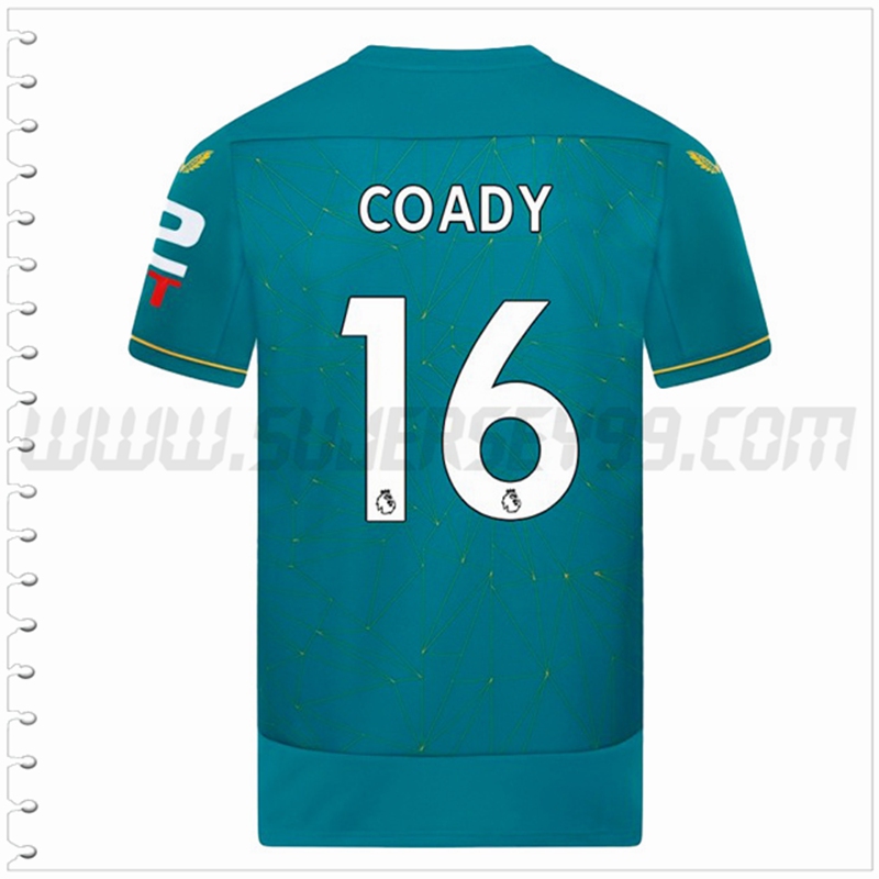 Segunda Camiseta Futbol Wolves COADY #16 2022 2023