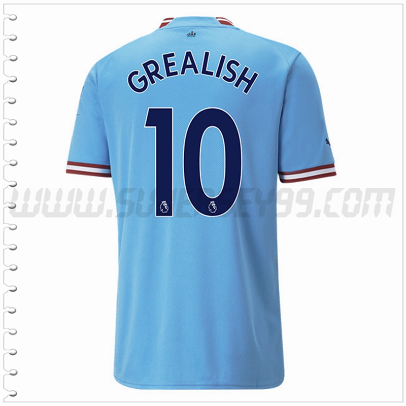 Primera Camiseta Futbol Manchester City GREALISH #10 2022 2023