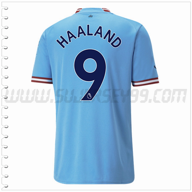 Primera Camiseta Futbol Manchester City HAALAND #9 2022 2023