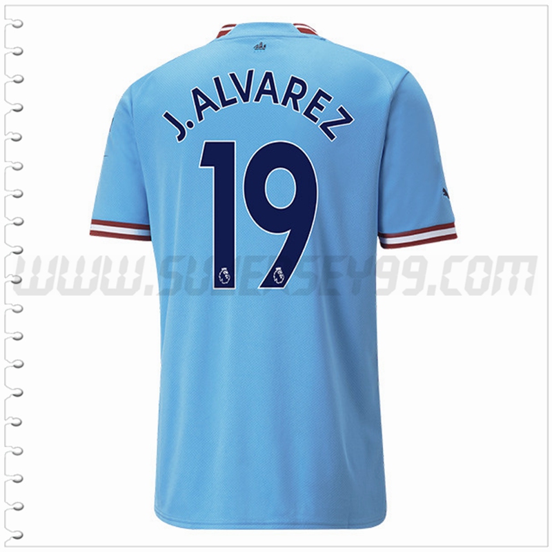 Primera Camiseta Futbol Manchester City J.ALVAREZ #19 2022 2023