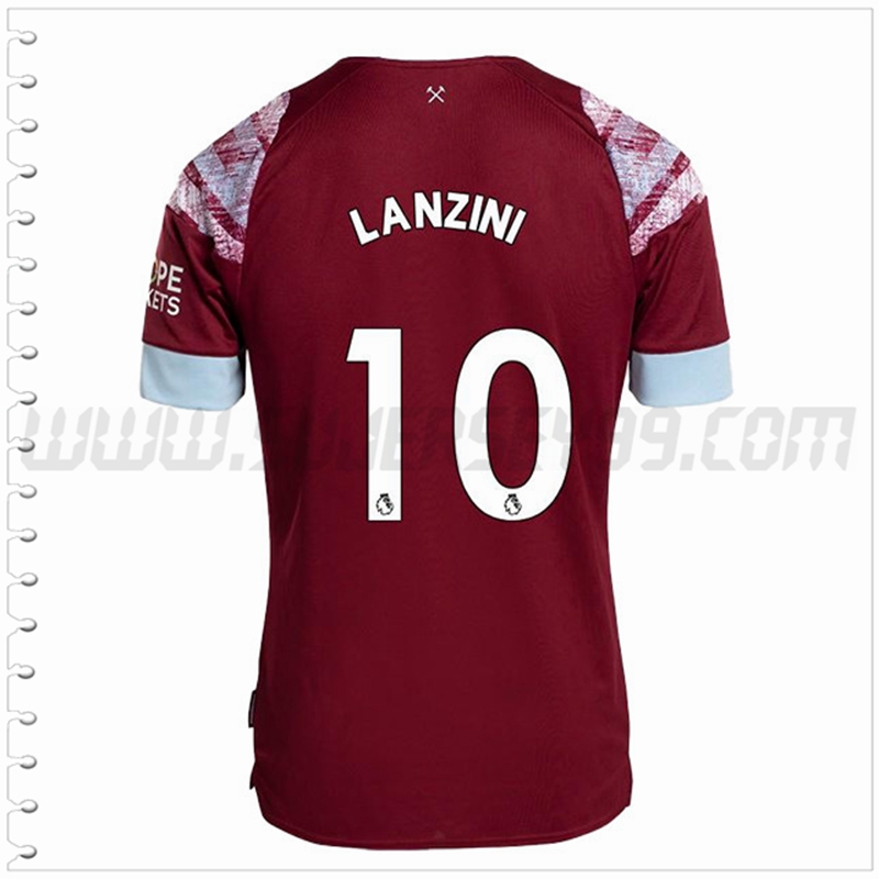 Primera Camiseta Futbol West Ham LANZINI #10 2022 2023