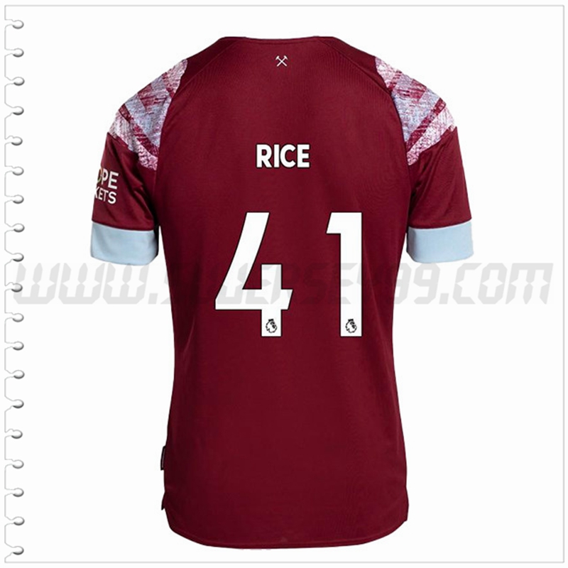 Primera Camiseta Futbol West Ham RICE #41 2022 2023